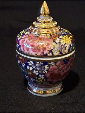Vintage Small Benjarong Porcelain Lidded Jar